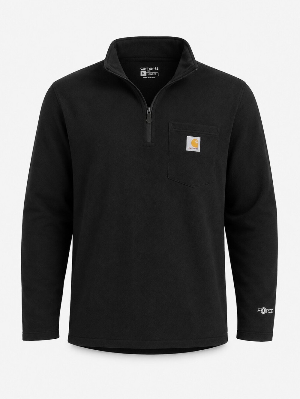Carhartt Men's Black Quarter-Zip Pocket Pullover with Logo Patch‎